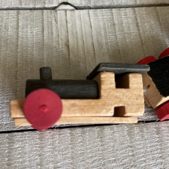 Wooden Miniature Train Wagon and Firetruck with Fireman - Picture 5 of 6